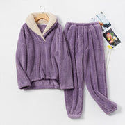 Ensemble de pantalons de pyjama en velours doux et chauds pour femmes en hiver