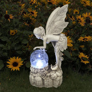 Lampe de nuit solaire en résine pour jardin, fleur, fée, sculpture, ornement, etc.