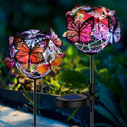 2 packs de lumières solaires extérieures pour papillons, étanches, avec piquets décoratifs