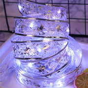Lumières de Noël en ruban, arbre de Noël, nouvel an, boîte cadeau