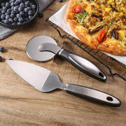 2Pcs Cuisine Acier Inoxydable Pizza Wheel Cutter Shovel Set