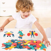 Casse-tête Tangram en bois 180 pièces Jouets éducatifs pour enfants Montessori