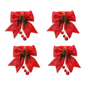 4Pcs/Set Nœud de Noel Décoration de l'arbre de Noël Accessoires d'emballage de cadeaux