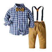 Summer Spring Baby Boys 2 Pieces Cotton Suspenders Pants Suit