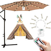Guirlande lumineuse pour parasol de patio, boîte à piles 8 fonctions avec télécommande