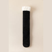 Chaussettes d'hiver épaisses en laine d'agneau longueur mollet Coral Fleece Warm Padded Thigh-high Socks