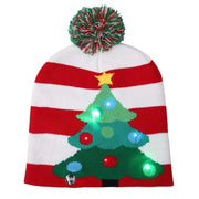 Arbre de Noël à LED, flocon de neige lumineux, bonnet de Noël en tricot