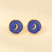 Boucles d'oreilles pour femmes et filles en émail avec étoile et lune.