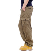Pantalon décontracté à poches multiples et à taille élastique pour hommes