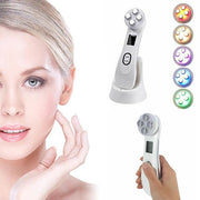 Appareil de resserrement de la peau 5-en-1, appareil de luminothérapie LED anti-âge pour massage du visage
