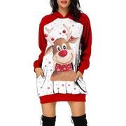 Robe pull-over urbaine décontractée à mi-longueur avec imprimé de Noël pour femme