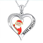 Colliers pendentifs de Père Noël en alliage en forme de cœur pour femme - tendance