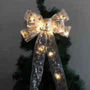 Arbre de Noël, ruban, nœud, guirlande lumineuse LED, cadeau de Noël, décoration