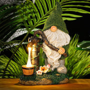 Statues de Gnome en Résine pour Décoration de Jardin avec Lumière Solaire LED