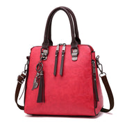 Womens Vintage Tassel Leather Handbag Zipper Shoulder Bags (sacs à bandoulière)