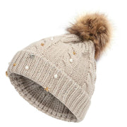 Chapeau tricoté d'hiver pour femmes, perles mignonnes, lune et étoile